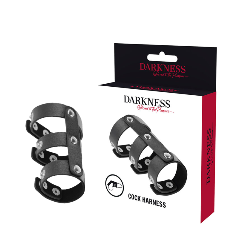 DARKNESS™ - ANELLO DOPPIO PER PENE E TESTICOLI IN PELLE REGOLABILE