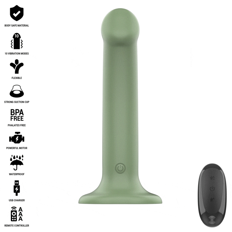 INTENSE - BECCA VIBRATORE CON VENTOSA 10 VIBRAZIONI TELECOMANDO VERDE
