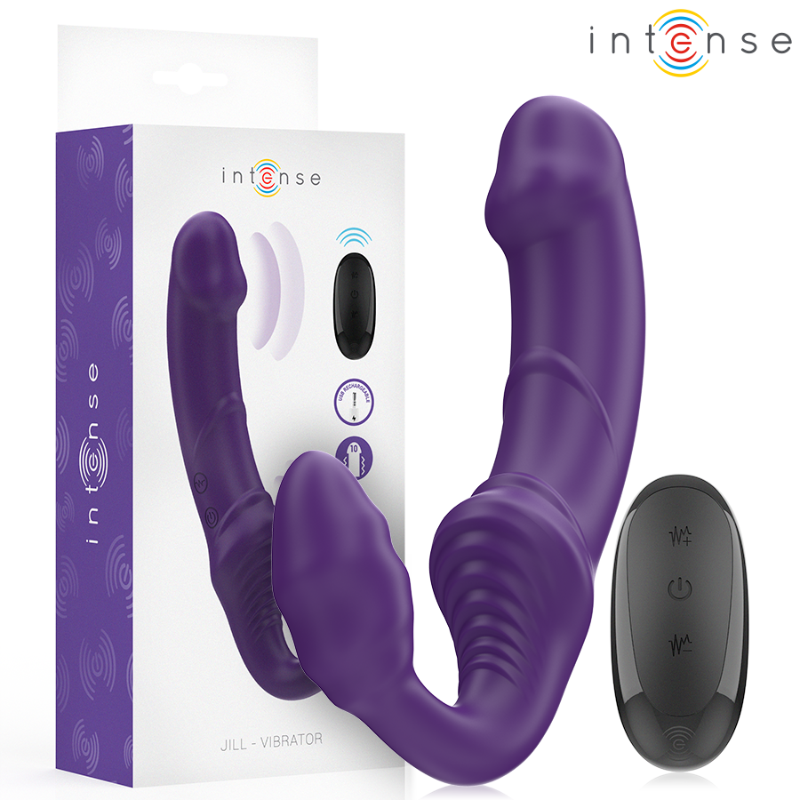 INTENSE - JILL DOPPIO VIBRATORE 20 CM VIOLA TELECOMANDO