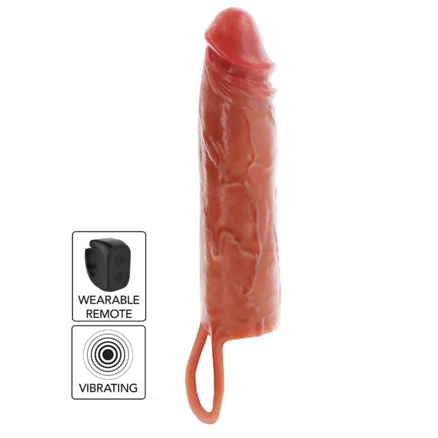GET REAL - GUAINA VIBRANTE PER PENE IN SILICONE PER PELLE IDRATATA CARAMELLO 20 CM