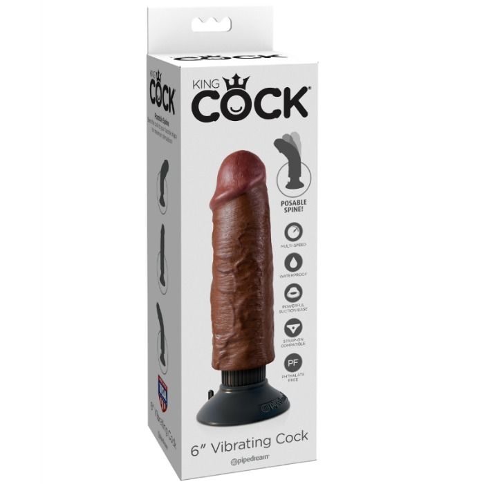 KING COCK - PENE VIBRANTE MARRONE 15,24 CM